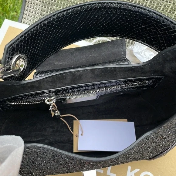 Michael Kors Collection Bancroft Medium Glitter and Snakeskin Shoulder Bag - Picture 11 of 15